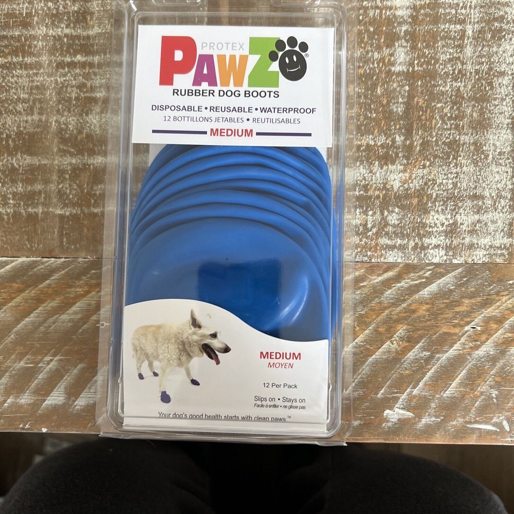 12 NEW Pawz‎ Medium Blue Rubber Dog Boots Reusable Waterproof Protex